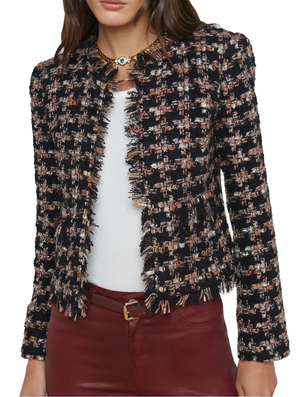 L'AGENCE Black and Beige Tweed Jacket